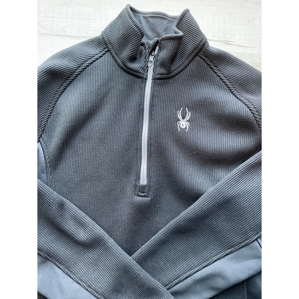 Spyder Mens Black 1/4 Zip Pullover Jacket Performance Fleece Size L